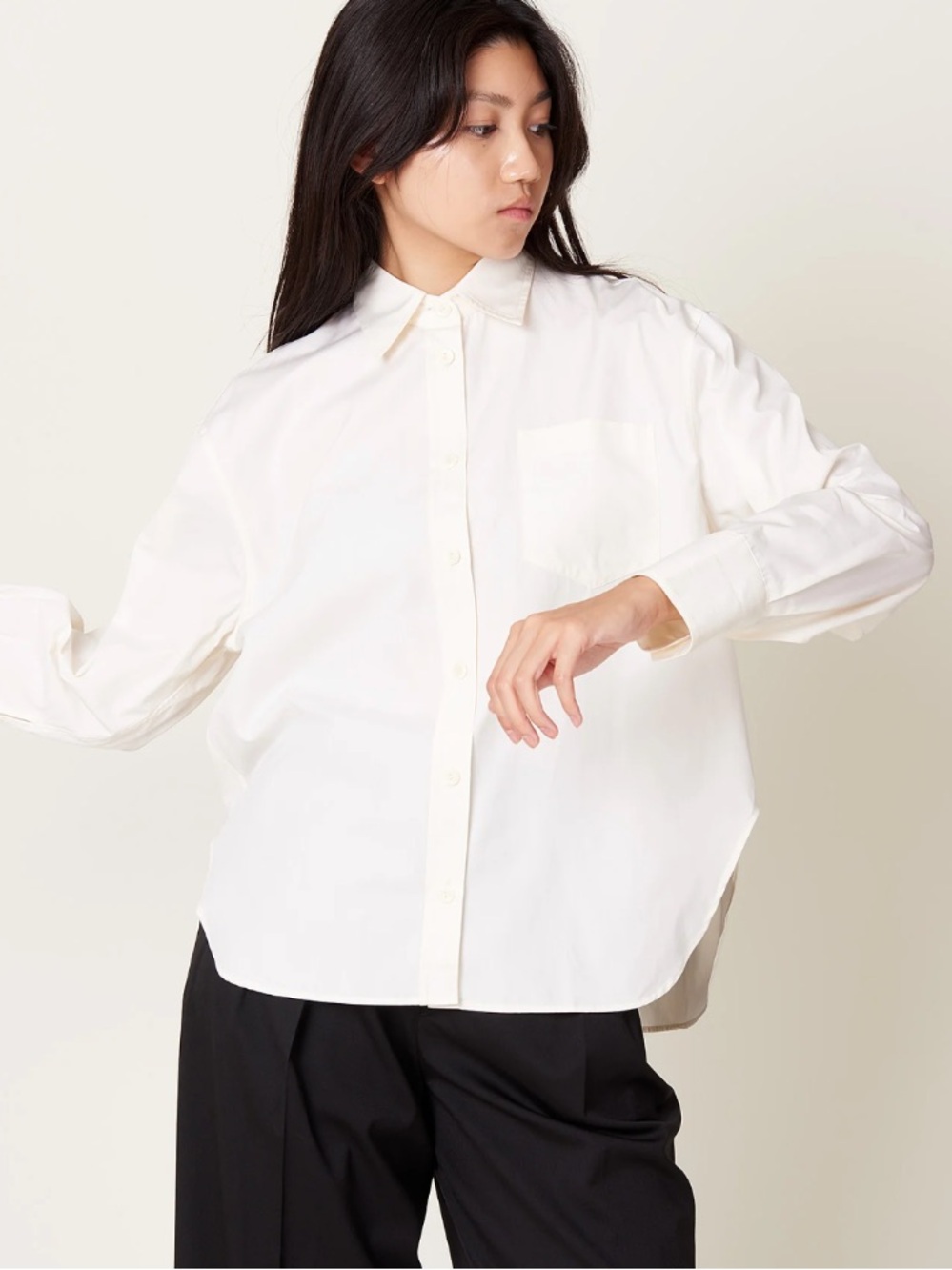 Maria McManus Blouse Oversized Organic Cotton Button Down in Ivory White